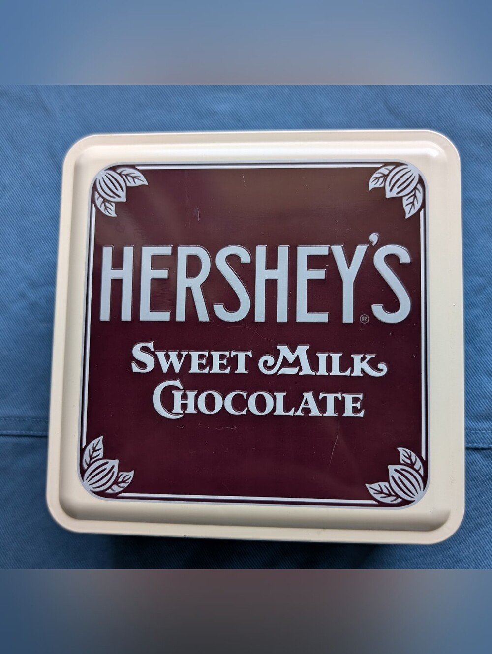 1990s Hershey's Sweet Milk Chocolate Decorative Storage Tin - 7 Inches Wide